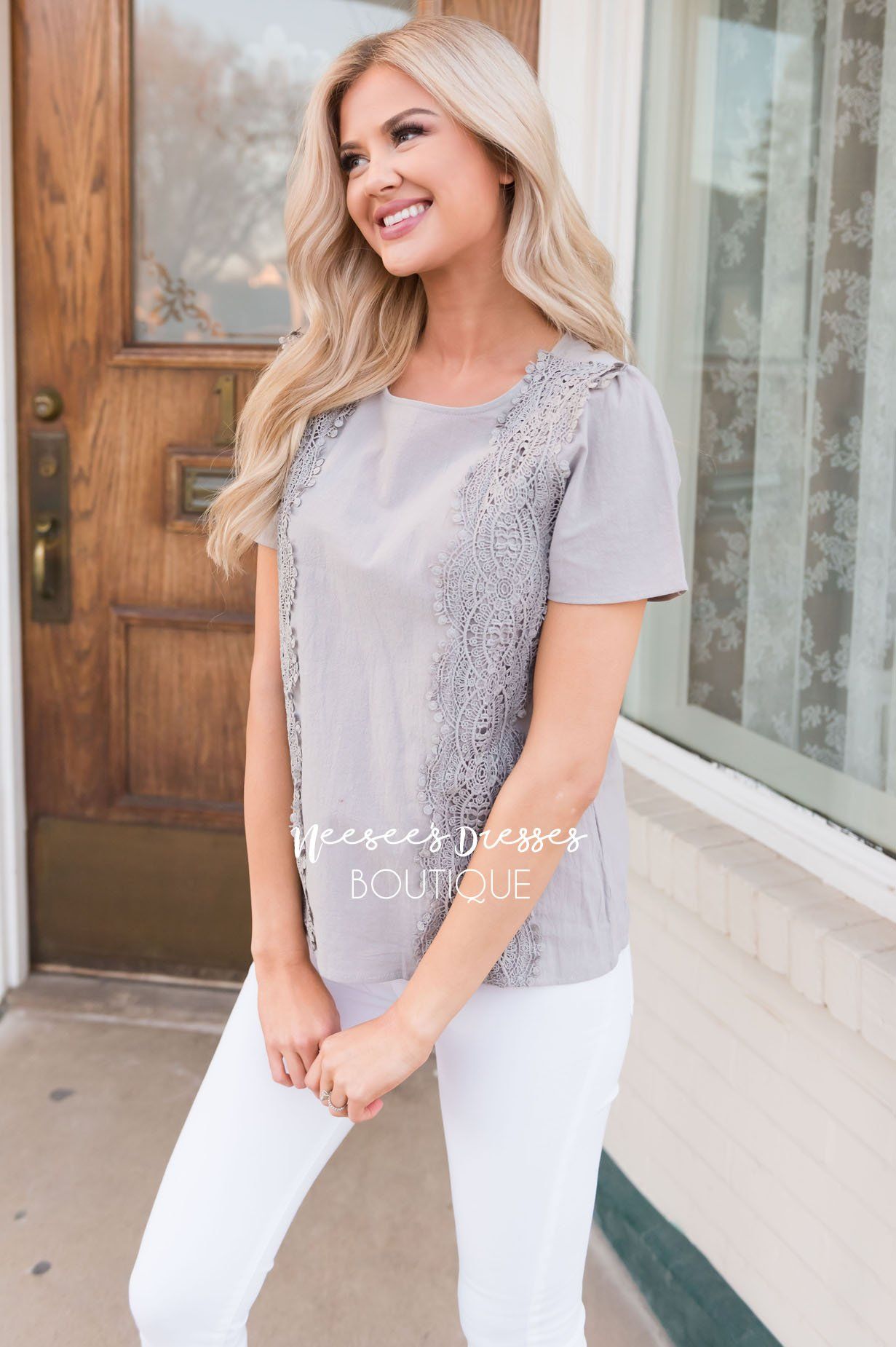 Darling Crochet Detail Modest Blouse