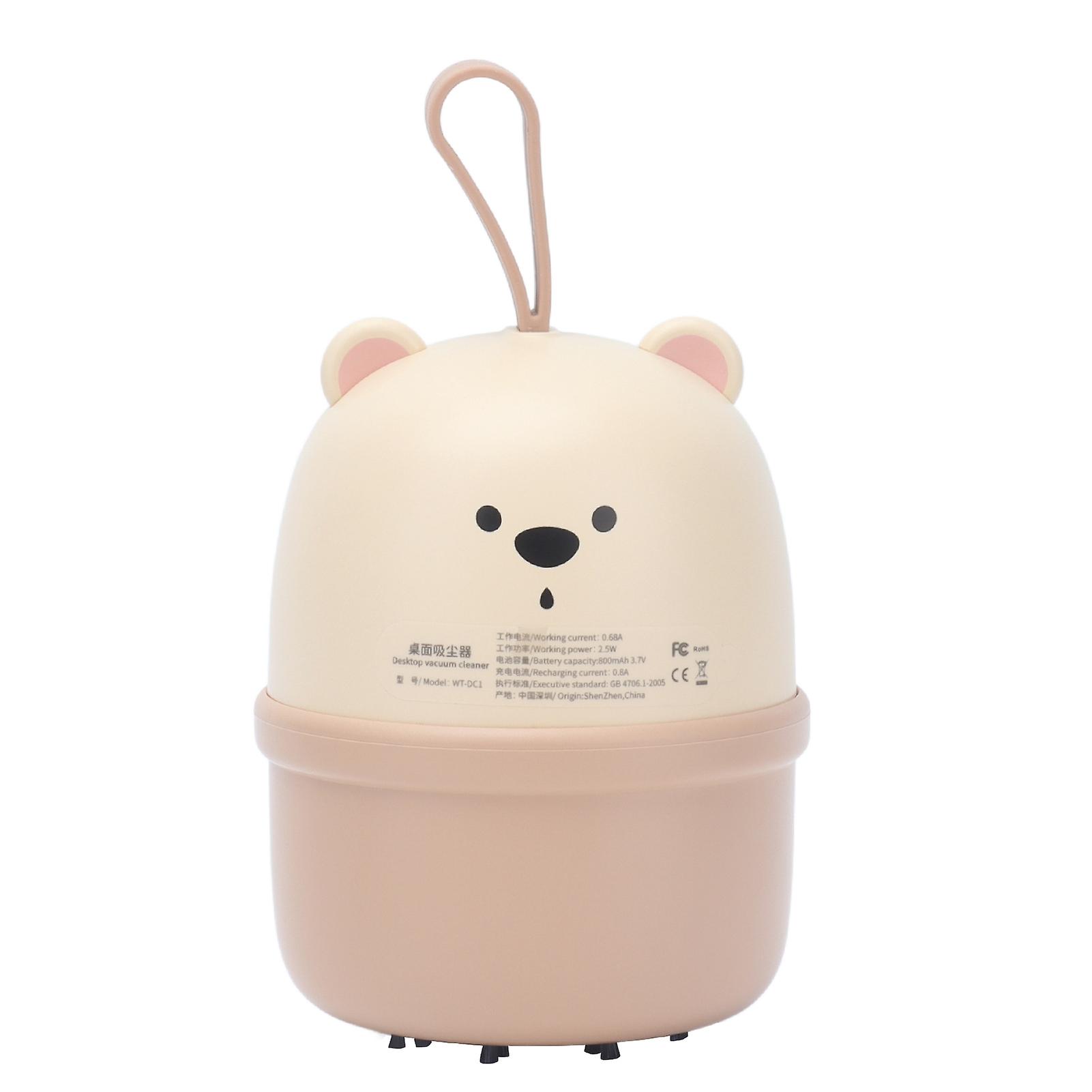 Mini Desktop Dust Collector USB Charging Mini Portable Bear Kids Desktop Keyboard Vacuum CleanerBeige