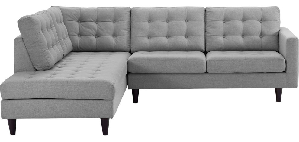 Modway Empress 2 Piece Fabric Upholstered Left Facing Sectional in Light Gray   Midcentury   Sectional Sofas   by Kolibri Decor  Houzz