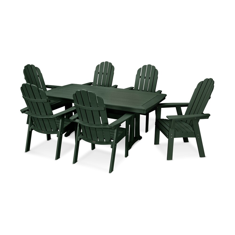 POLYWOOD Vineyard Adirondack Chair 7 Piece Nautical Trestle Dining Set