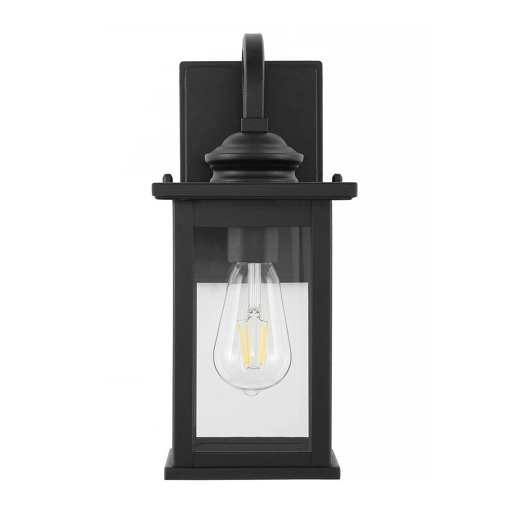 JONATHAN Y Cary 1-Light 5.9 in. Black Outdoor Wall Cylinder Light IronGlass Traditional Modern Lantern LED Wall Sconce (Set of 2) JYL7606A-SET2