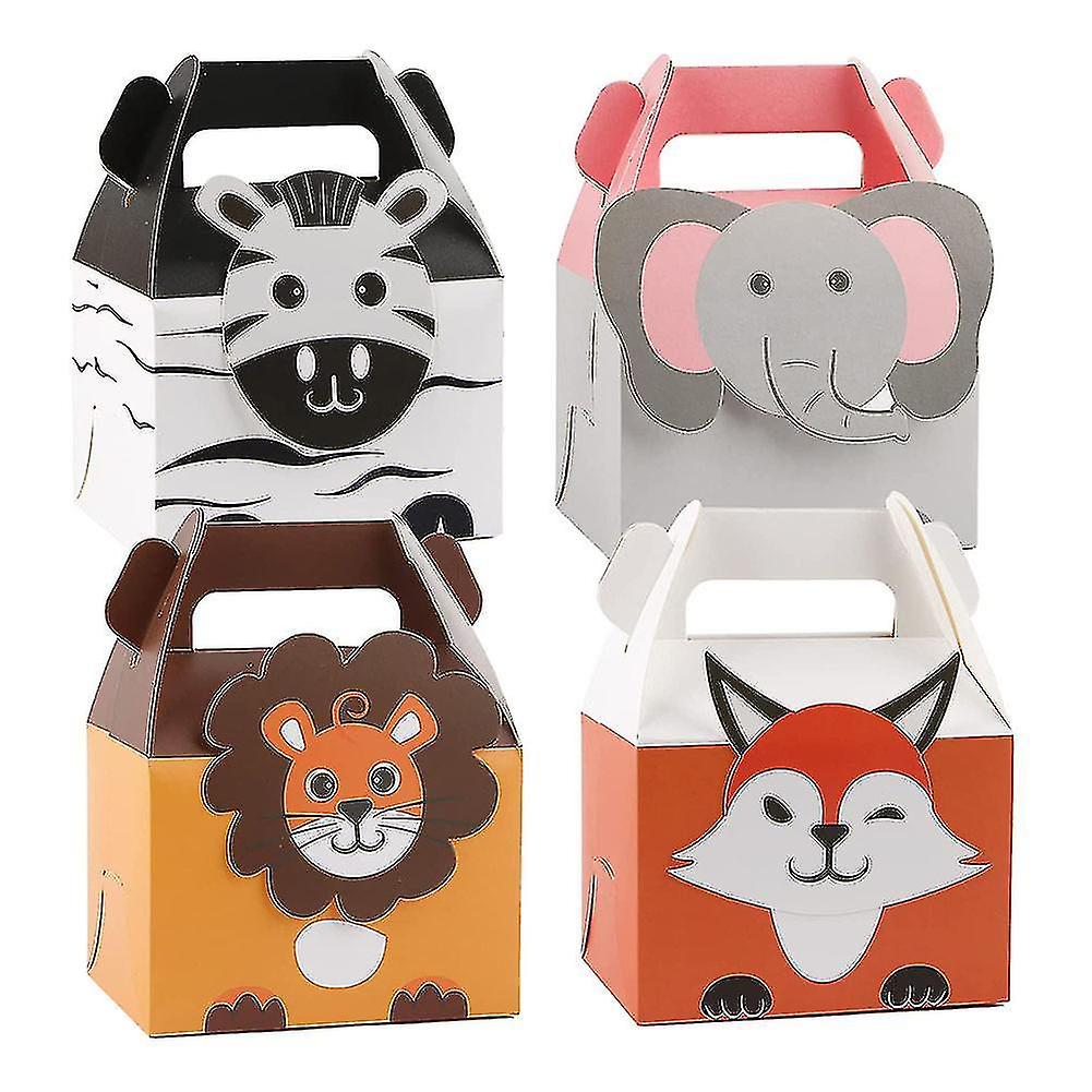 2023-20pcs Animal Party Bags， Paper Gift Bags， Small Paper Bags For Kids Party， 4 Theme Birthday Par