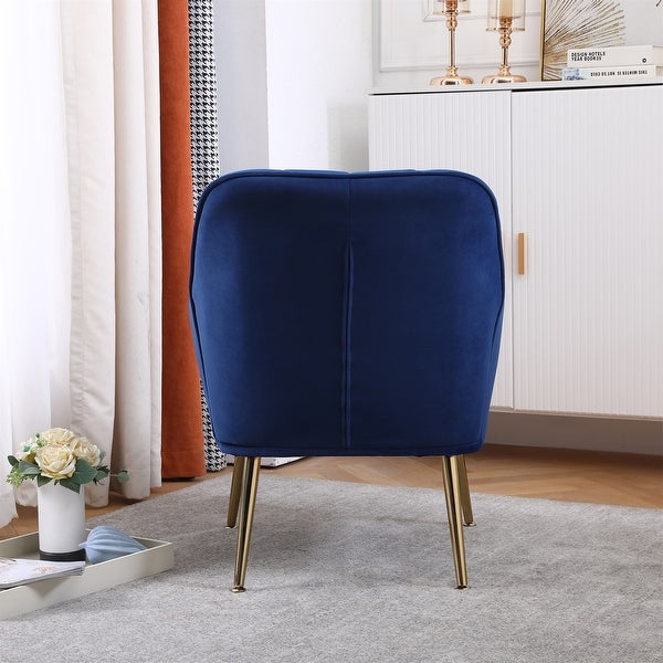 Mid Century Velvet Armchair Upholstered Accent Chair with Metal Legs - 25