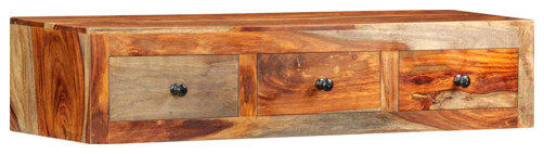 vidaXL Console Table Floating Side Table with Drawers Solid Sheesham Wood   Rustic   Console Tables   by vidaXL LLC  Houzz