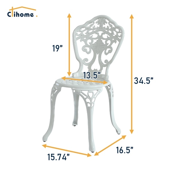 Clihome 3Piece Outdoor Cast Aluminum Bistro Set with Umbrella Hole