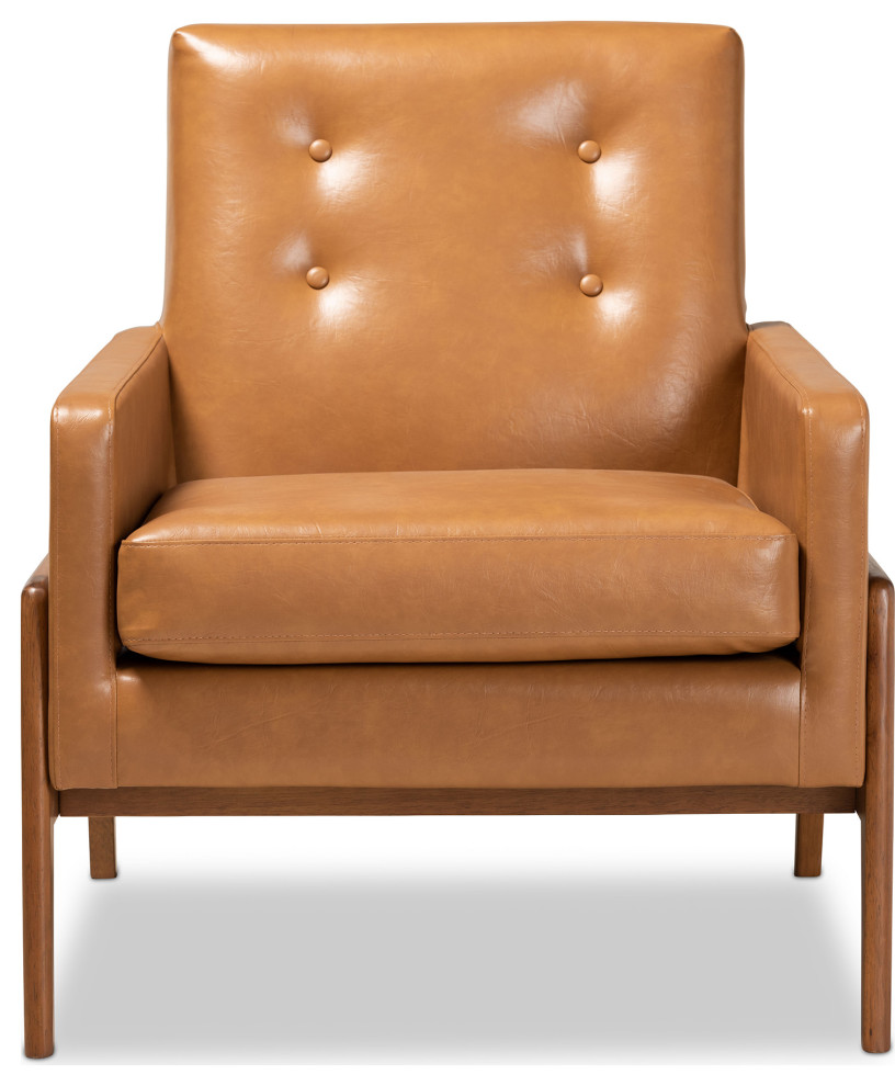 Perris Leather Lounge Chair   Midcentury   Armchairs And Accent Chairs   by HedgeApple  Houzz