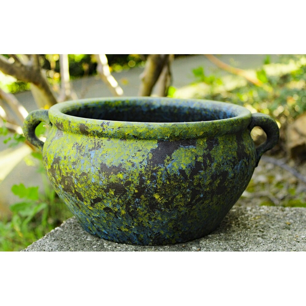 Green Earthen Ware Terracotta Vessel/Planter with Handles   10.5\