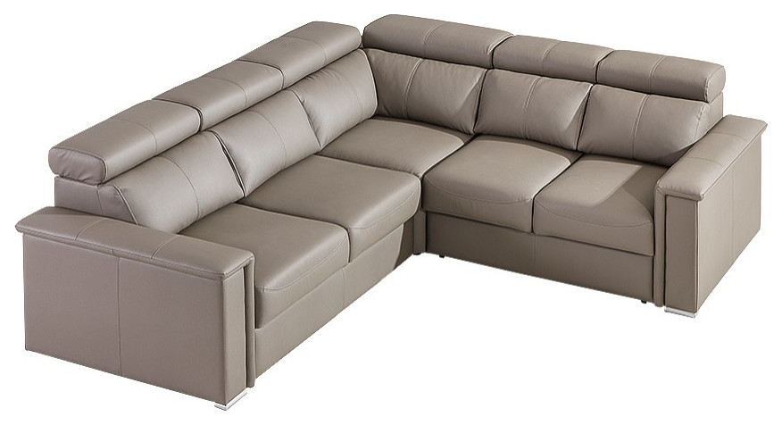 TOPIK Sectional Sleeper Sofa  Right Corner   Stone   Contemporary   Sleeper Sofas   by Table World  Houzz