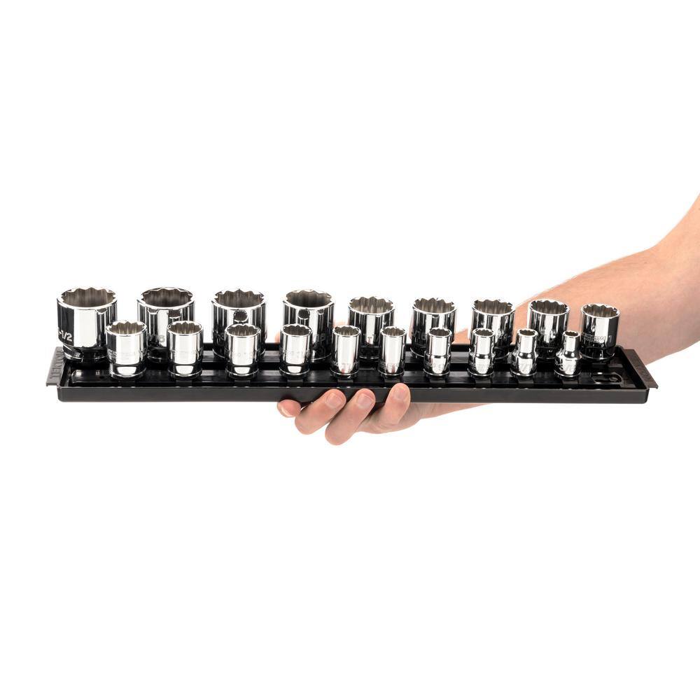 TEKTON 12 in. Drive 12-Point Socket Set with Rails (38 in.-1-12 in.) (19-Piece) SHD92126