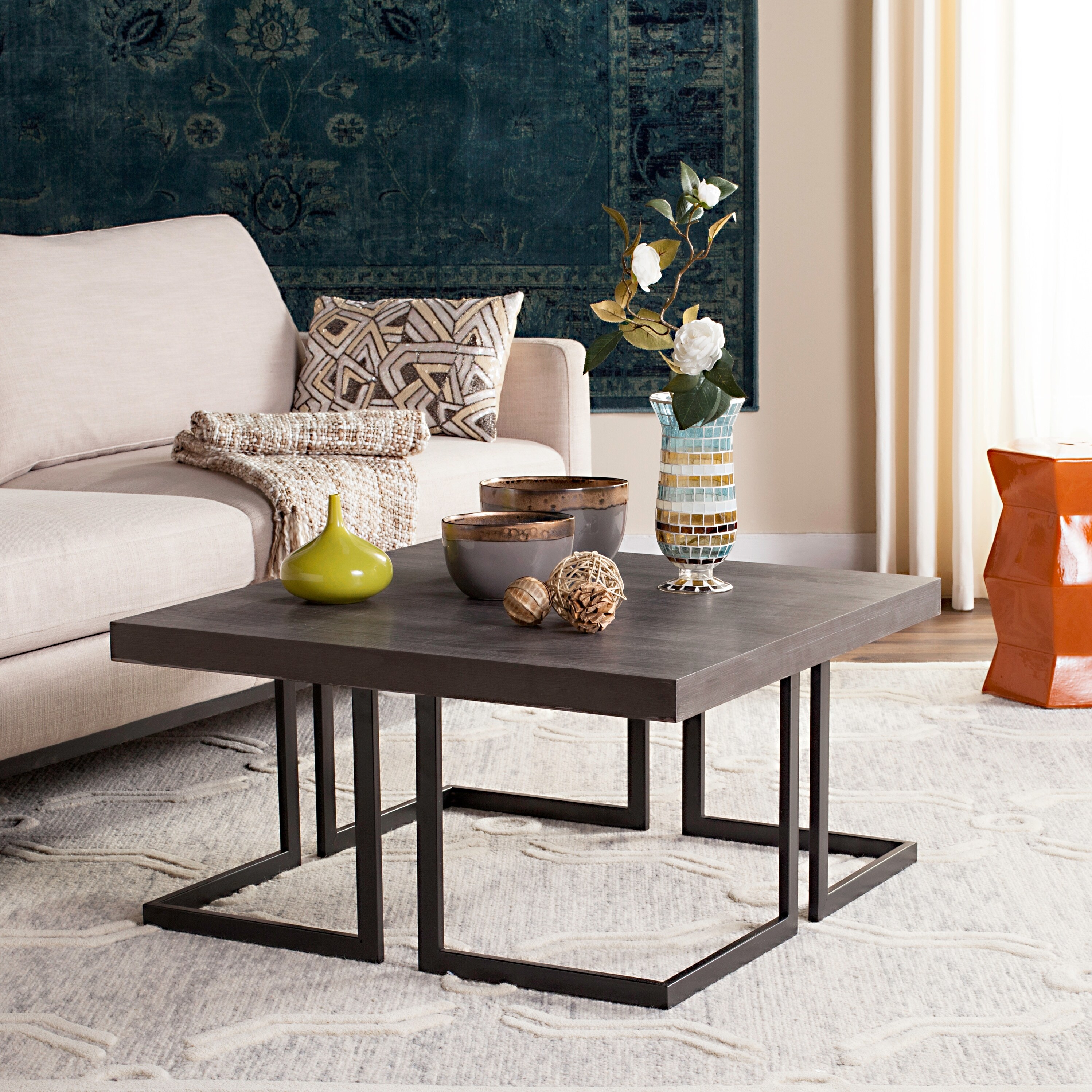 SAFAVIEH Mid-Century Modern Amalya Dark Grey / Black Coffee Table - 31.5