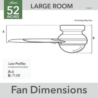 Hunter Minimus 52 in. Integrated LED Indoor Fresh White Ceiling Fan with Remote and Light Kit 51433