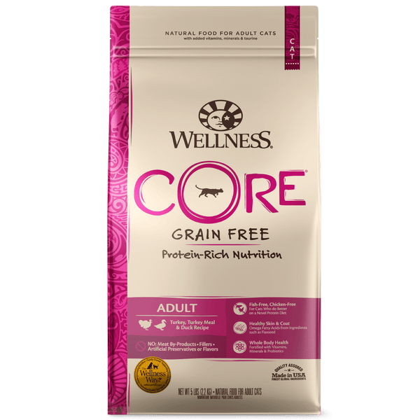 Wellness CORE Grain Free Natural Turkey， Turkey Meal， and Duck Dry Cat