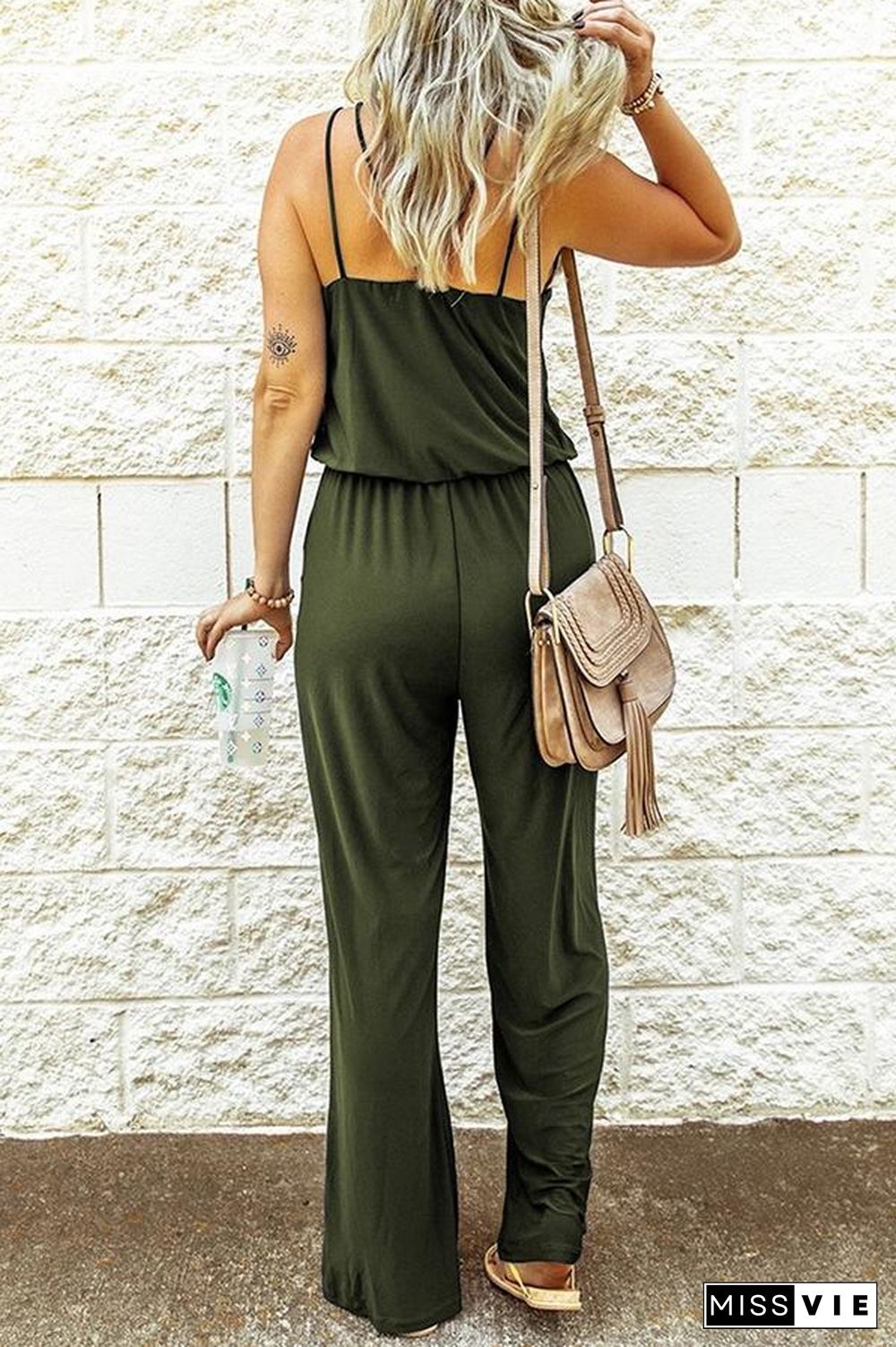 Casual Solid Color Sleeveless Jumpsuit P10614