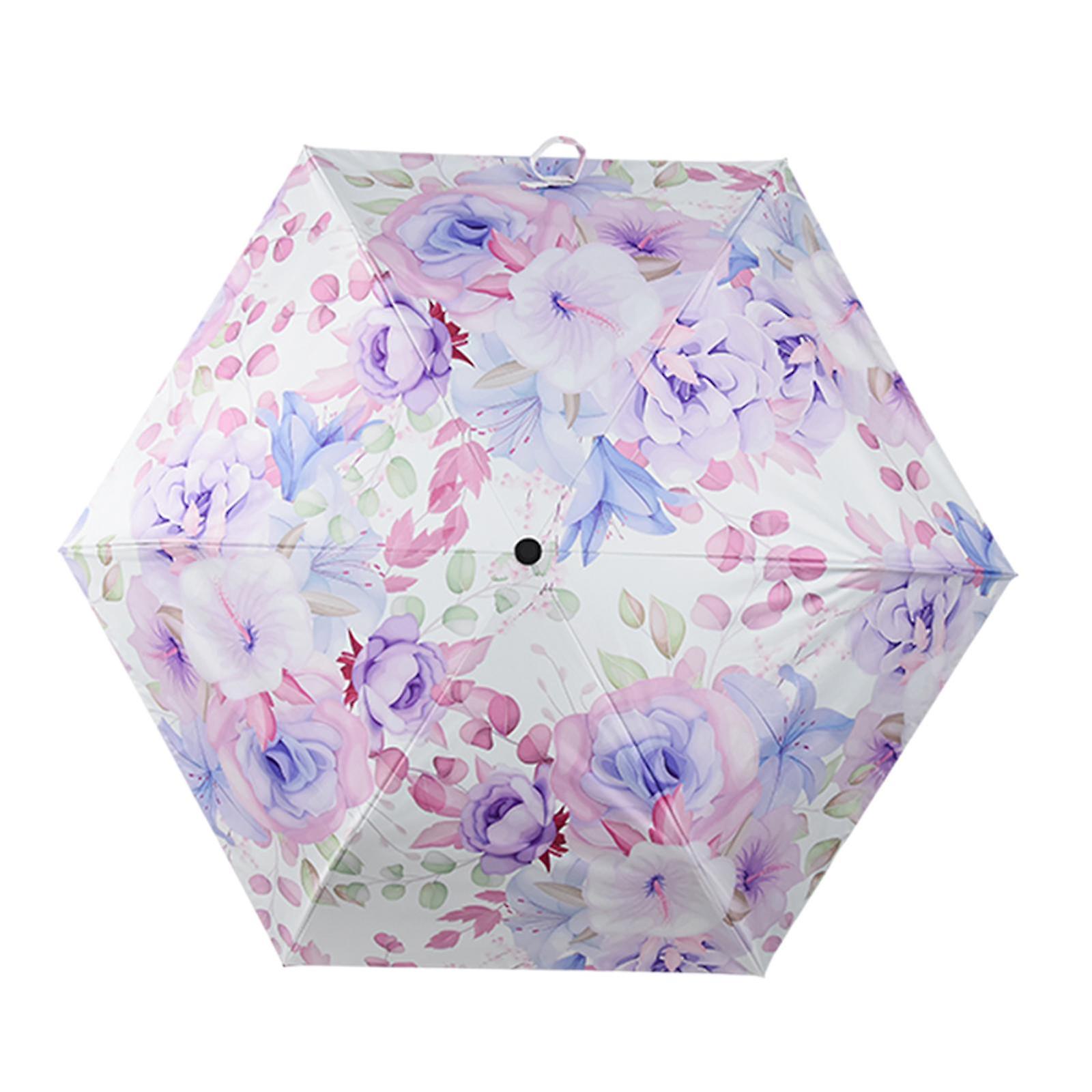 Compact Umbrella Lightweight Compact Manual Open And Close Umbrella For Rain Light Violet Coating