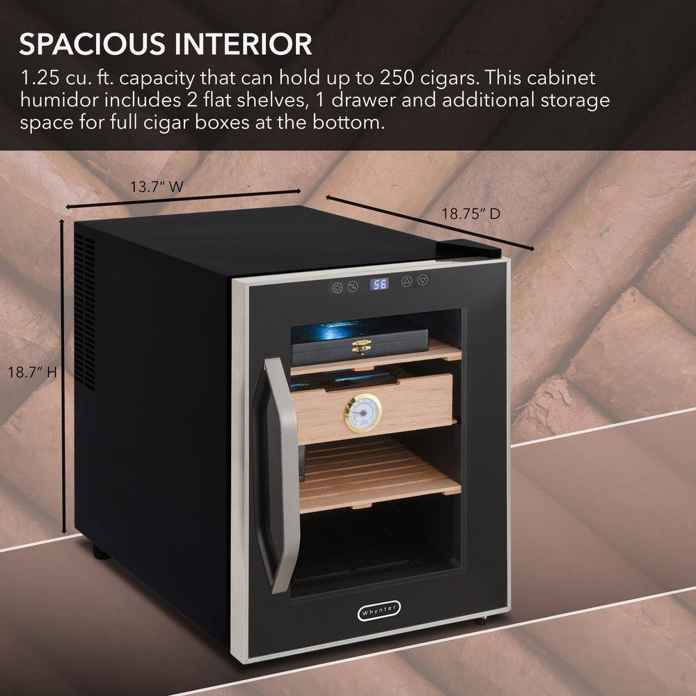 Whynter Elite Touch Control Stainless 1.2 cu. ft. Cigar Cooler Humidor CHC-122BD