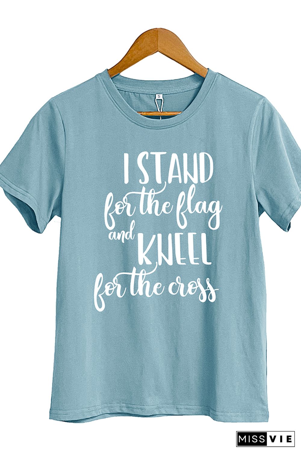 I Stand for the Flag and Kneel for the Cross Over Fear Short Sleeve Graphic Tee Wholesale