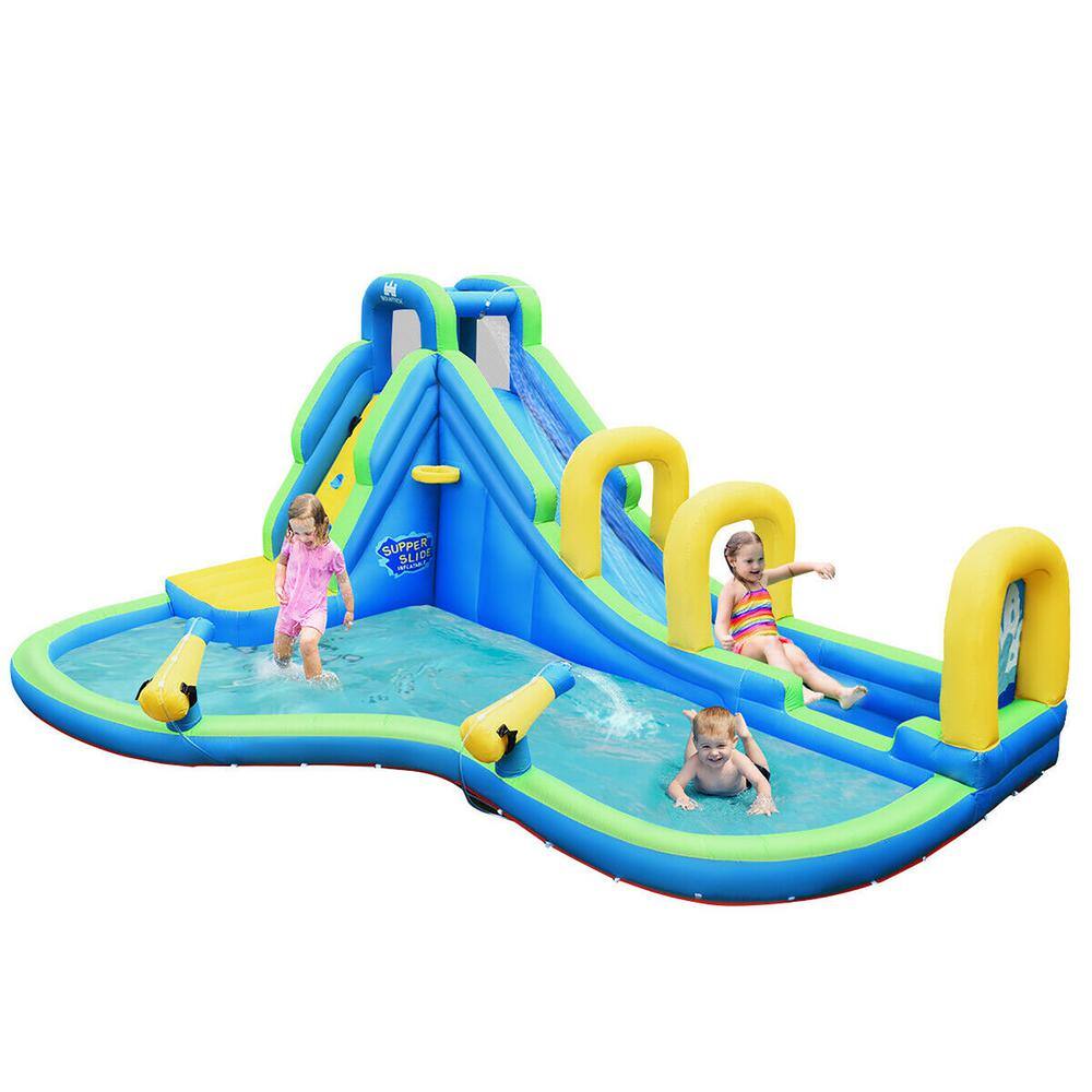 Costway Multi-Color Inflatable Water Slide Kids Bounce House Castle Splash Pool without Blower OP70401