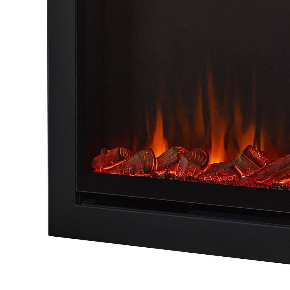 Real Flame 65 in. Wall-Mount Recessed Electric Fireplace Insert in Black 5560