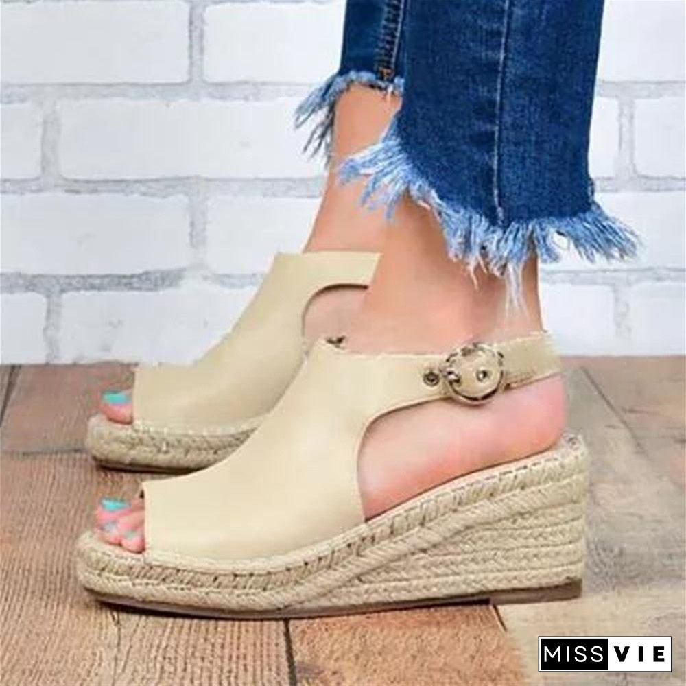 Women's Occident Fish Toe Hemp Rope Wedge Heel Casual Sandals