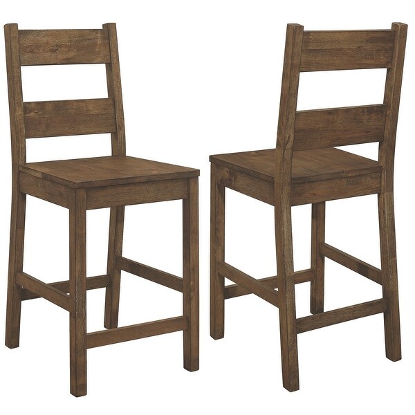 Rustic Mission Design Counter Height Ladder Back Dining Stools (Set of 2)