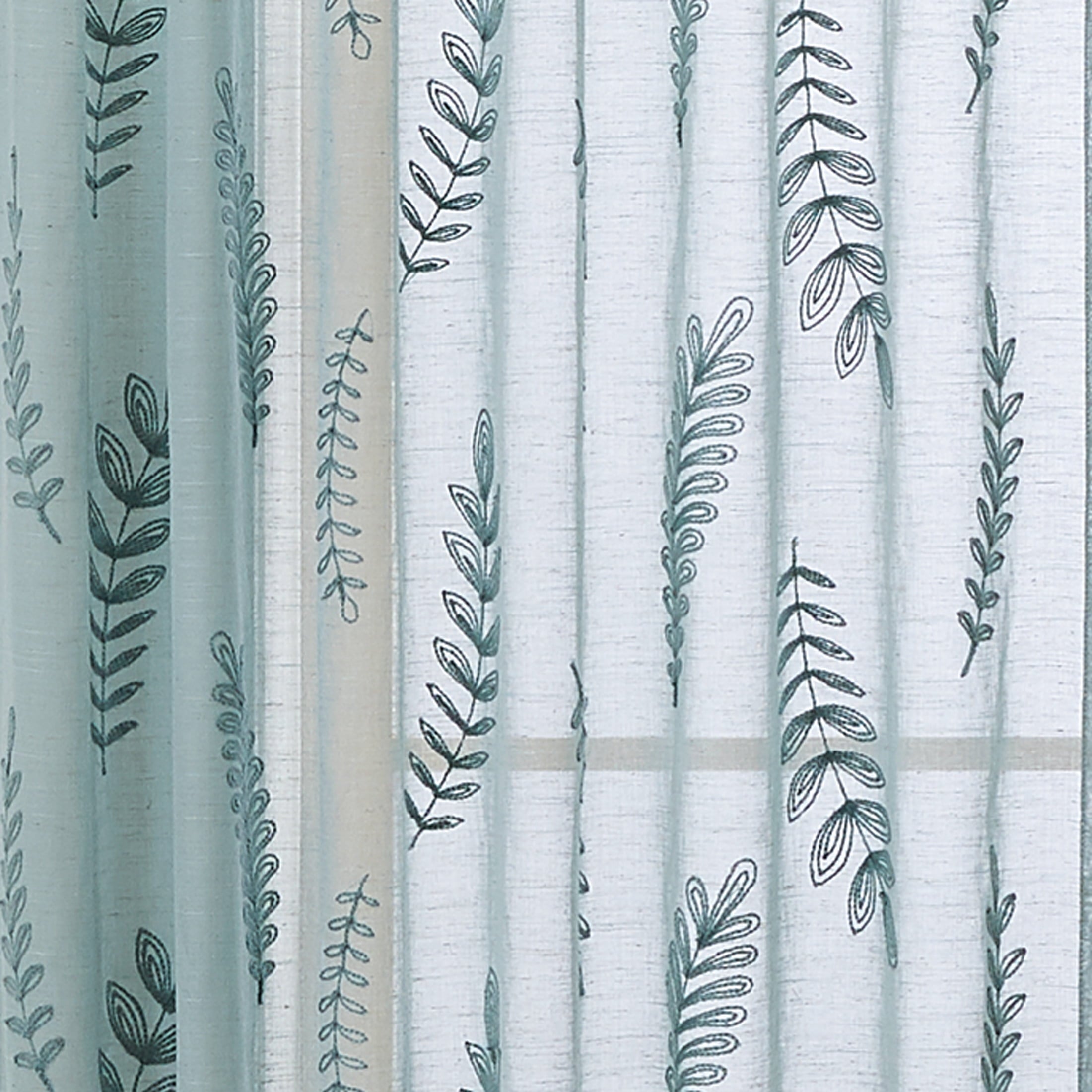 Better Homes & Gardens Embroidered Botanical Sheer 108Single Curtain Panel Green River , Polyester Linen