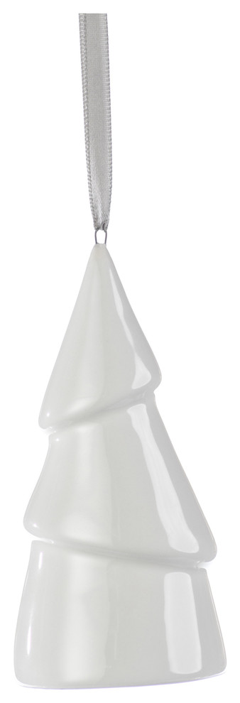 White Ceramic Cone Tree Hanging Ornaments  Set of 8   Christmas Ornaments   by Zodax  Houzz