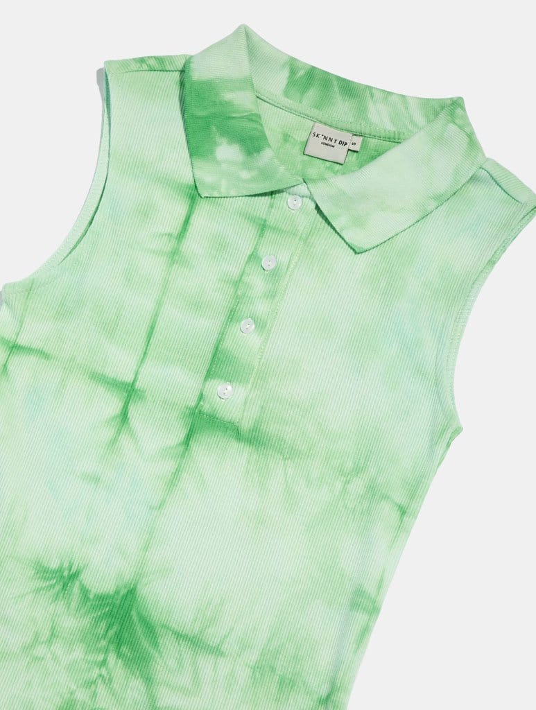 Serene Verde Tie-Dye Polo Dress