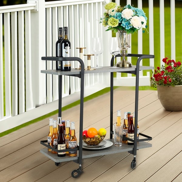 2 Tier bar cart With black wheels