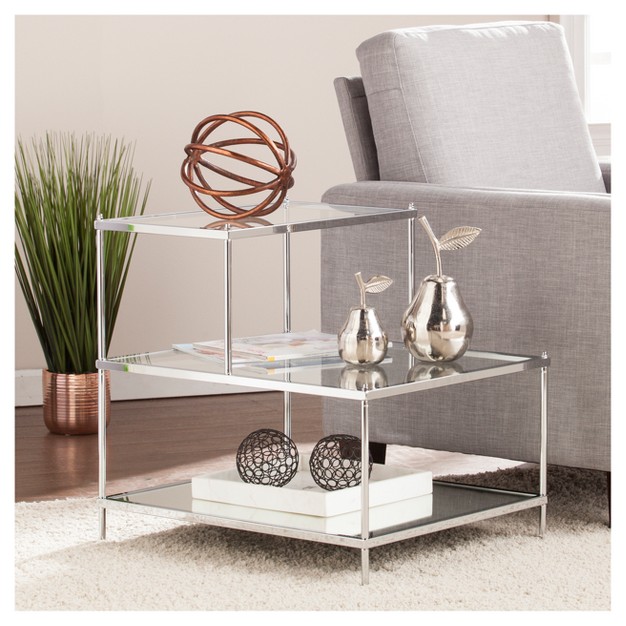 Benton Glam Mirrored Accent Table Chrome Aiden Lane