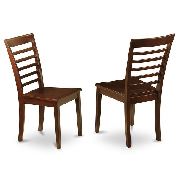 Milan Modern Mahogany Finish Kitchen Chairs with Ladder Back Style - Set of 2 (Seat's Type Options)