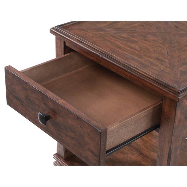 Bridgton Square Wood End Table With Drawer Cherry Alaterre Furniture