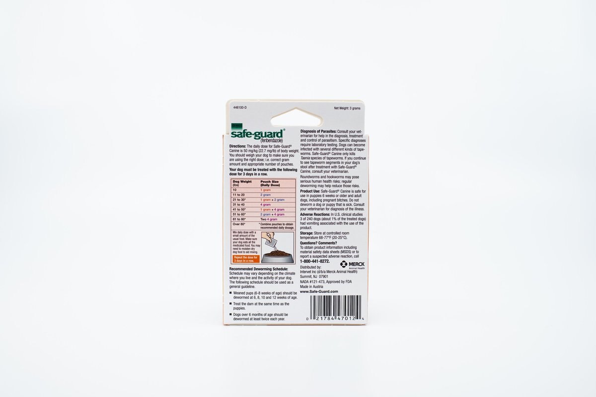 Safe-Guard Dewormer for Hookworms， Roundworms， Tapeworms and Whipworms for Small Breed Dogs