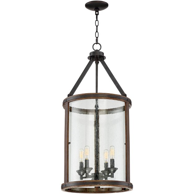 Wide Industrial Rustic Clear Seeded Glass 4 light Fixture For Dining Room Kitchen Island