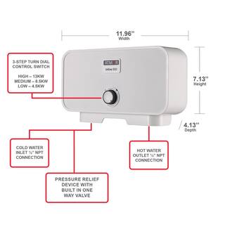 ATMOR 13 kW240V 2.25 GPM Residential Electric Tankless Water Heater with PRD Ideal for a Full Bathroom (2-Pack) AT-13WH-HD2PK