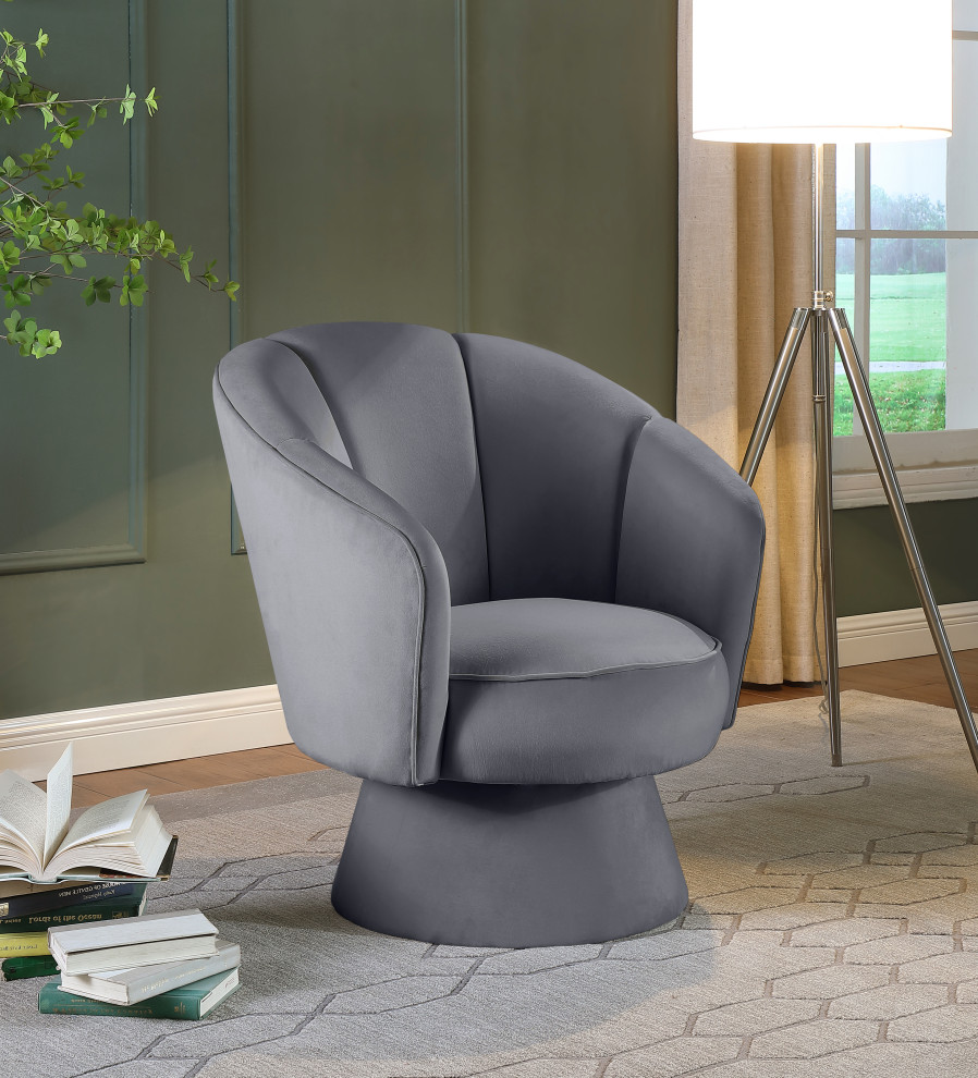 Swanson Velvet Accent Chair   Contemporary   Armchairs And Accent Chairs   by Meridian Furniture  Houzz