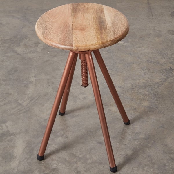 Copper Finish and Wood Stool - 17?''W x 17?''D x 21''H