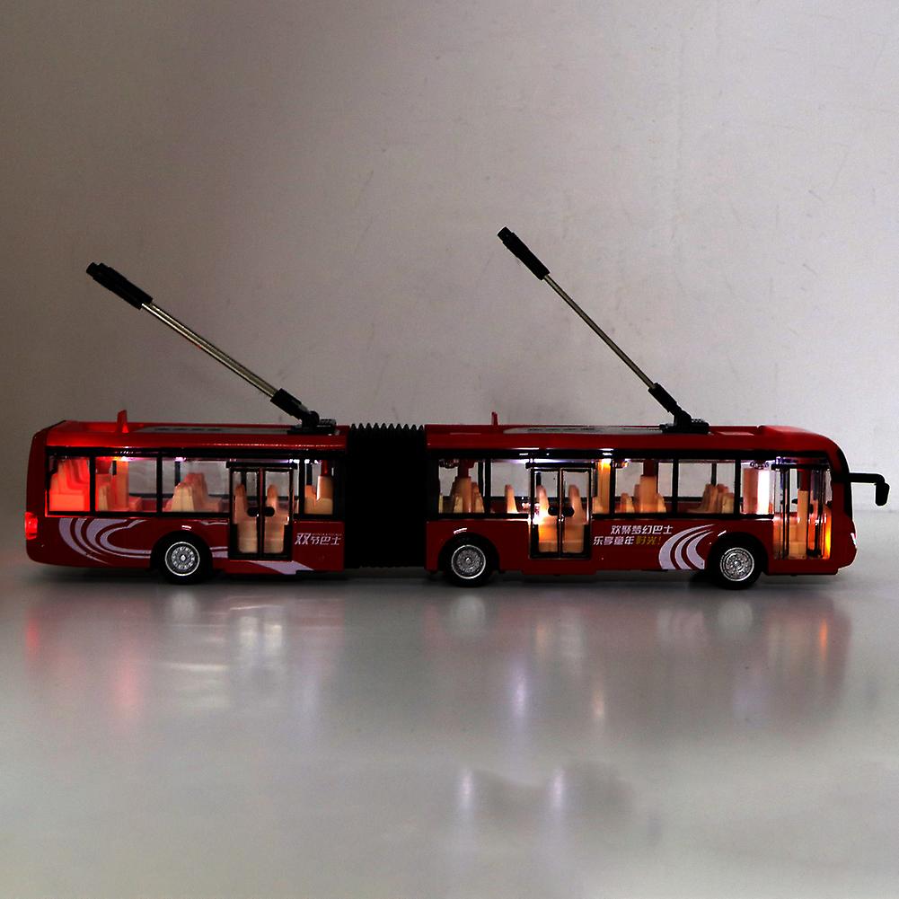 1:48 Cs0133 Electronic City Bus Light Car Educational Toy For Children Kids Traffic Model(red)