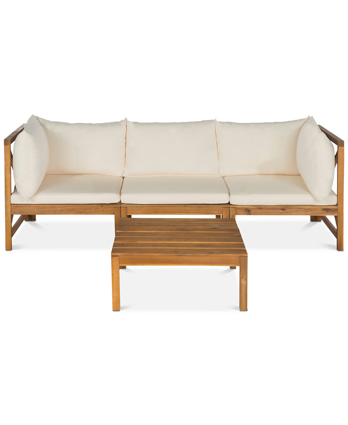 Safavieh Pieter 4-Pc. Outdoor Sectional with Coffee Table