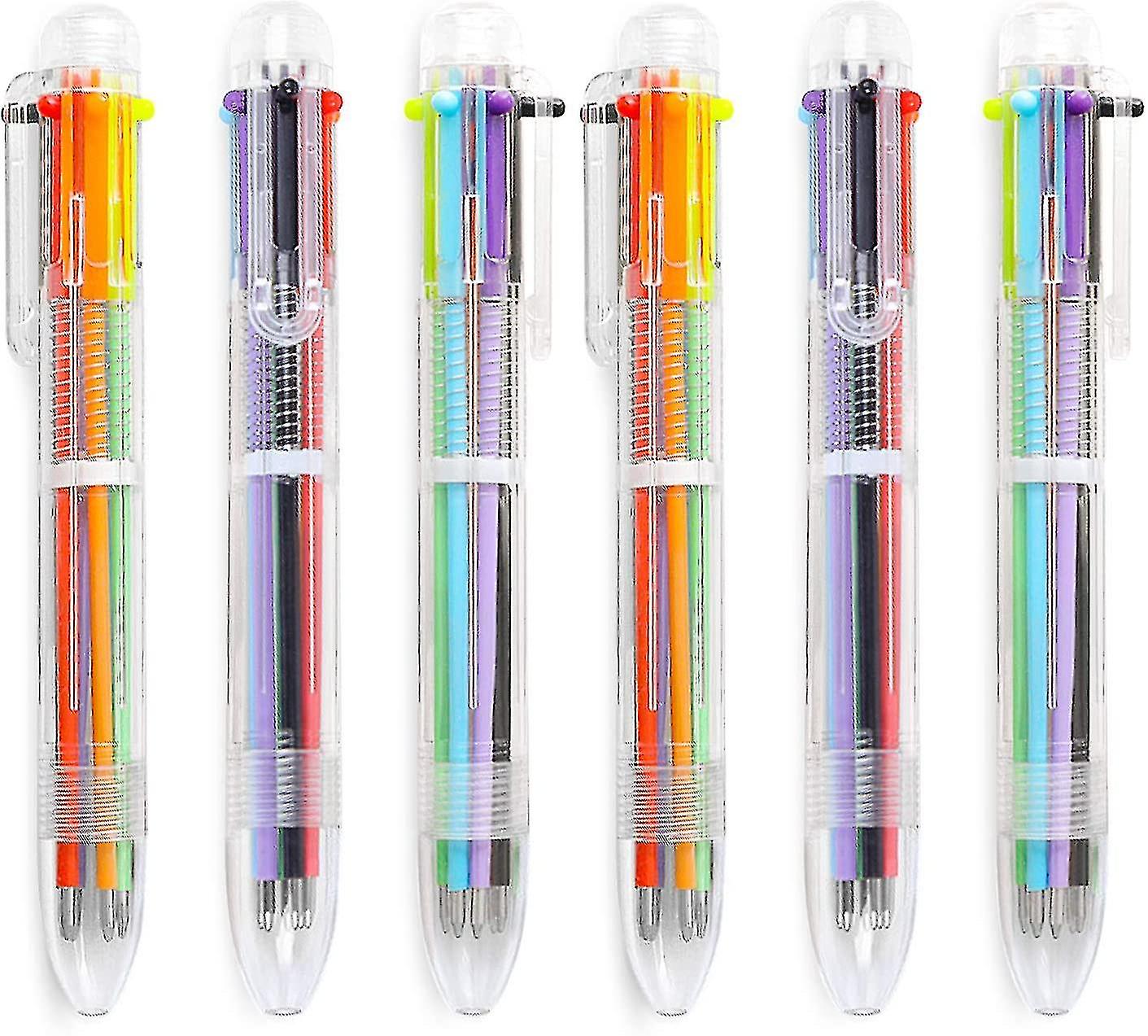 12 Pack 0.5mm 6-in-1 Multicolor Ballpoint Pen 6 Colors Retractable Ballpoint Pens (12 Pack)