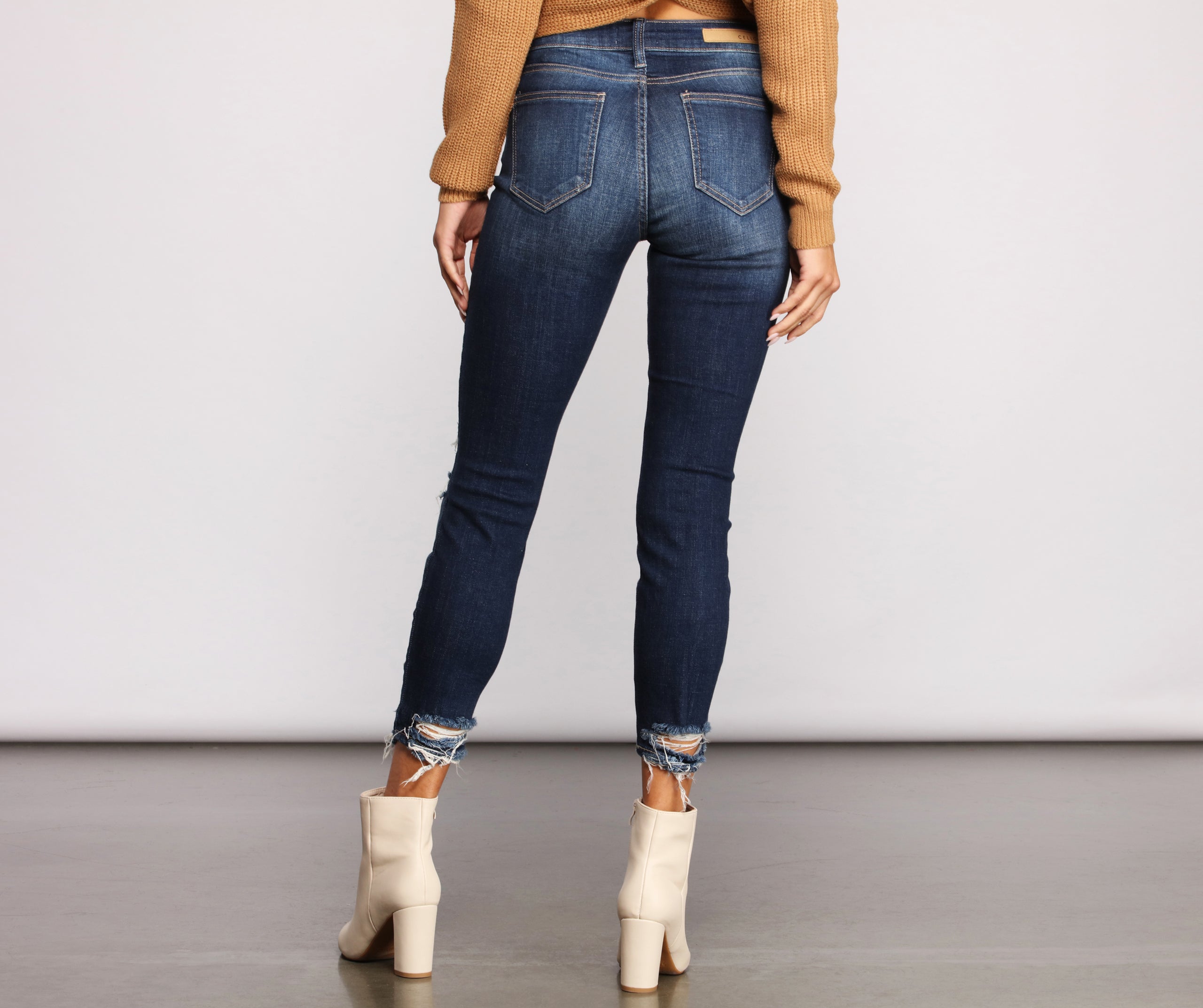 On Your Mind Distressed Cropped Skinny Jeans