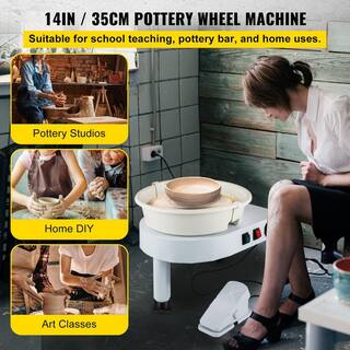 VEVOR Pottery Wheel 14 in. Ceramic Wheel Forming Machine 0-300RPM Speed Electric Clay Machine with Foot Pedal for Craft DIY SJS14INCH110VQRV3V1