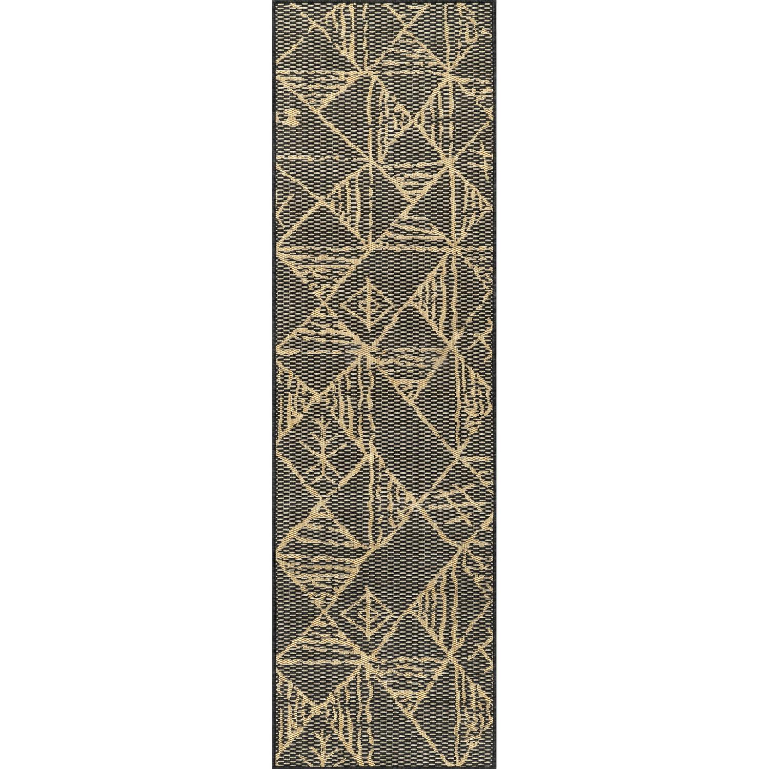 nuLOOM Marlow Geometric Aztec Indoor/Outdoor Runner Rug， 2and#8242; x 8and#8242;， Charcoal