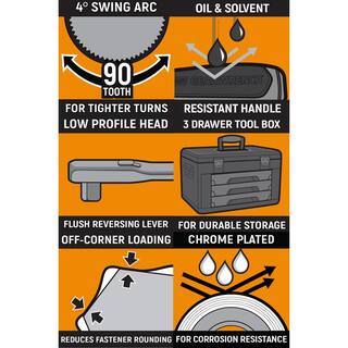 GEARWRENCH 14 in. and 38 in. Drive 90-Tooth Standard and Deep SAEMetric Mechanics Tool Set in 3-Drawer Storage Box (232-Piece) 80949