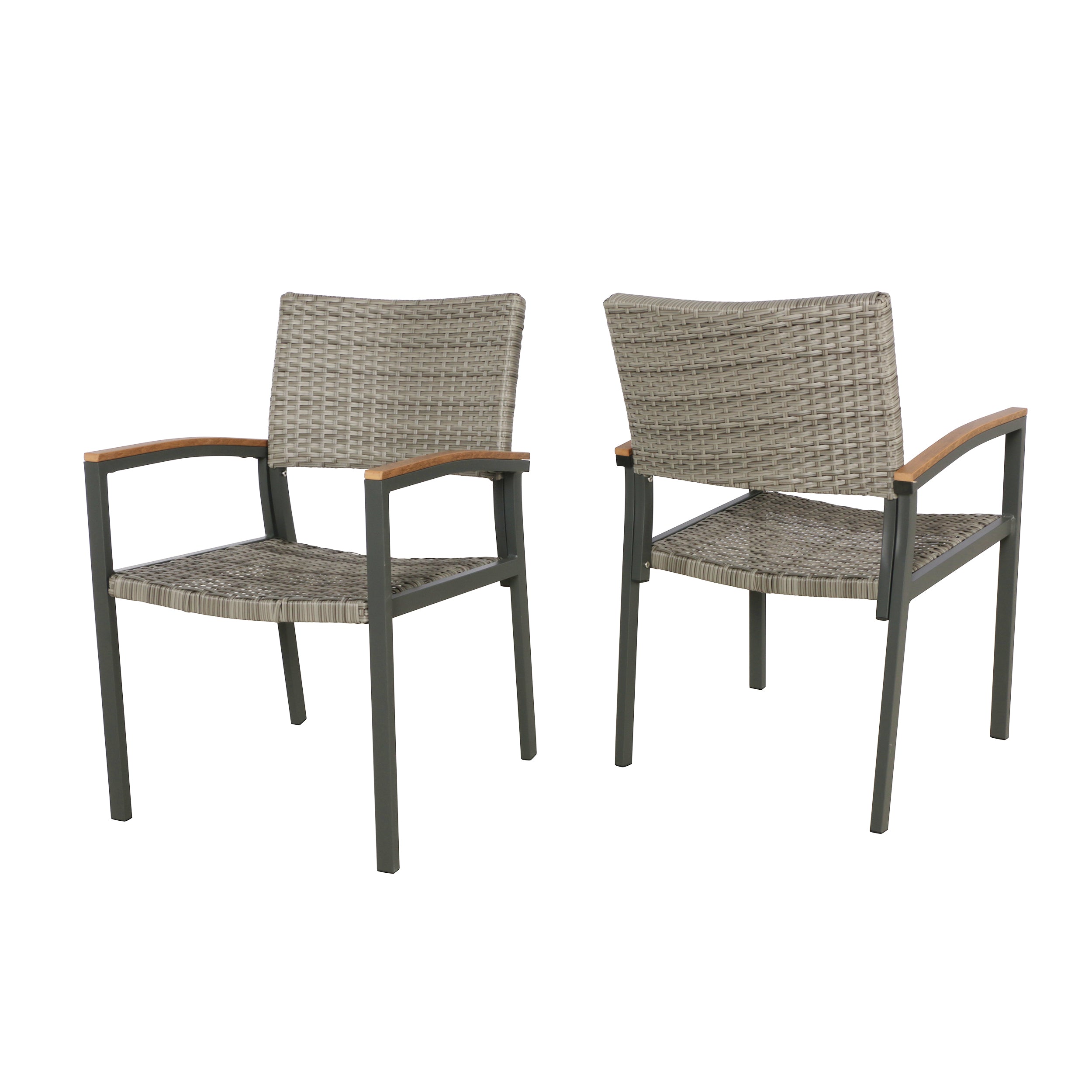 Emma Outdoor Wicker Dining Chair with Aluminum Frame (Set of 2)