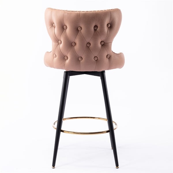 Modern Set of 2 Bar Chairs Bar Stools with Metal Legs