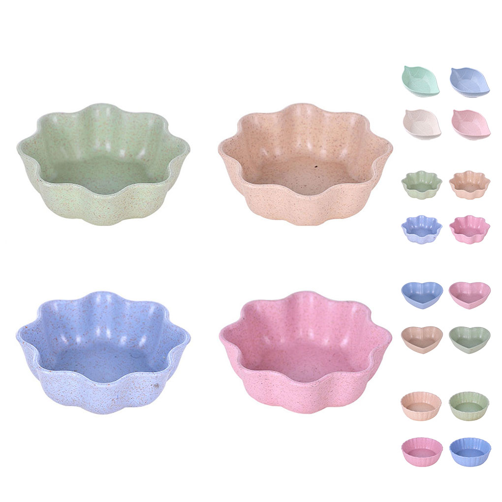 4pcs/set Multifunctional Wheat Straw Seasoning Dish Sauces Salt Snacks Small Plate Vinegar Soybean Bowl