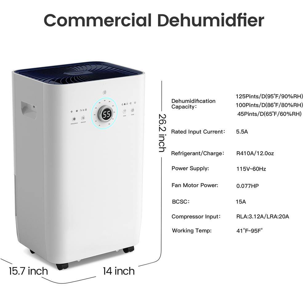 Xppliance 125 pt. 8500 sq. ft. Commercial Dehumidifier in White with Pump ZJOLWBRY07