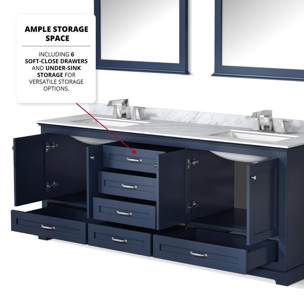 Lexora Dukes 80 in. W x 22 in. D Navy Blue Double Bath Vanity without Top LD342280DE00000