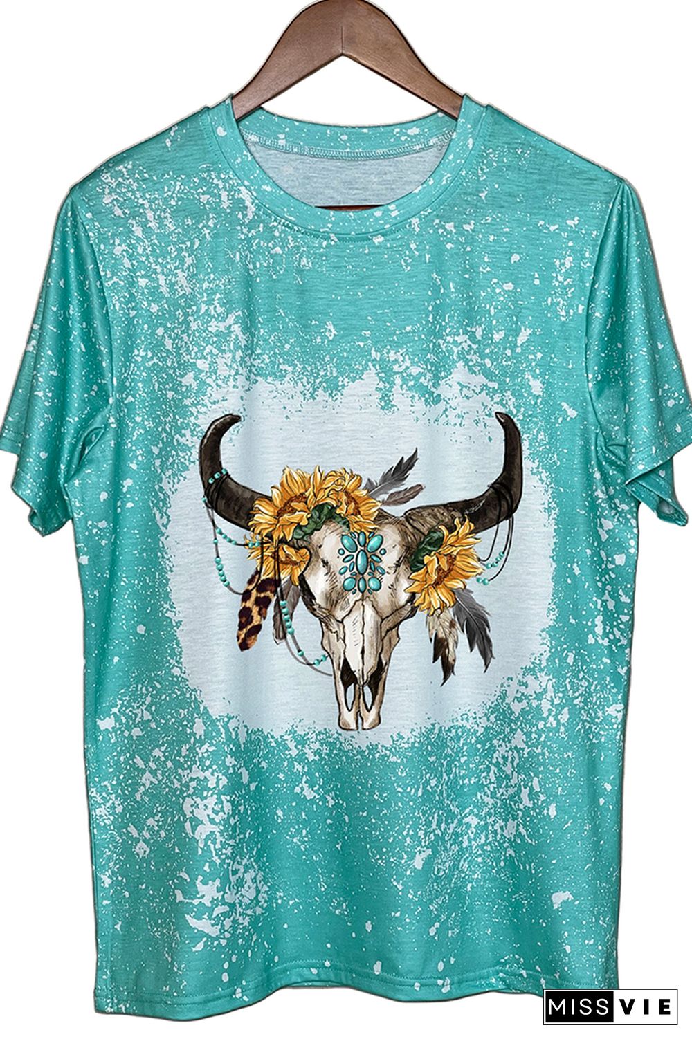 Sunflower Boho Bull Skull Graphic Tee Wholesale