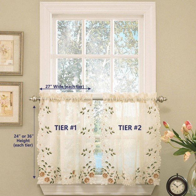 Rosemary Linen Embroidered Kitchen Curtains By Sweet Home Collection